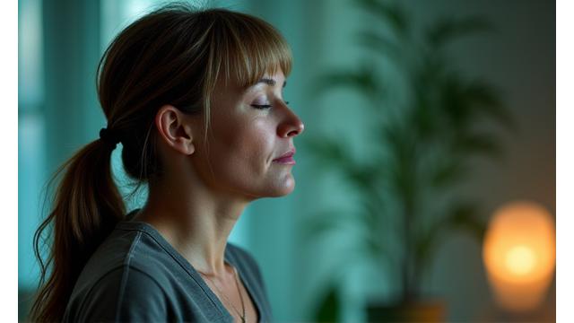 Person meditating or focusing for brain health